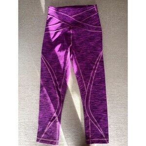Lululemon Free Flow Crop Leggings Purple Diamond Jacquard Space Dye Size 2 New